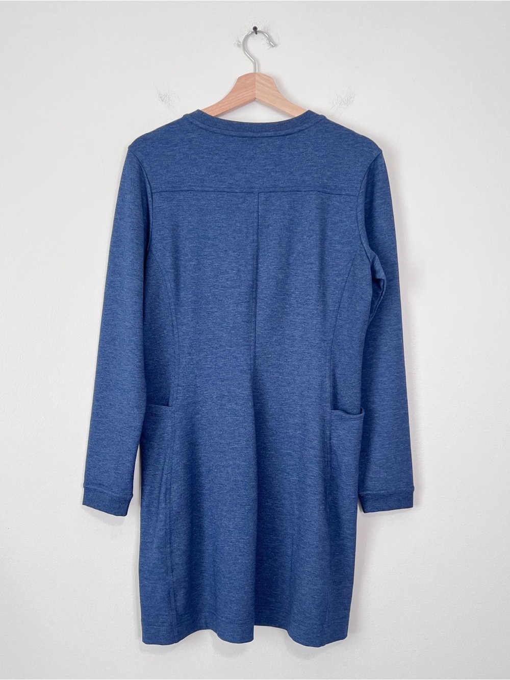 Title Nine NBD Dress Sz M Blue Soft Stretch Terry Knit Long Sleeve Pockets NWOT - Picture 6 of 8